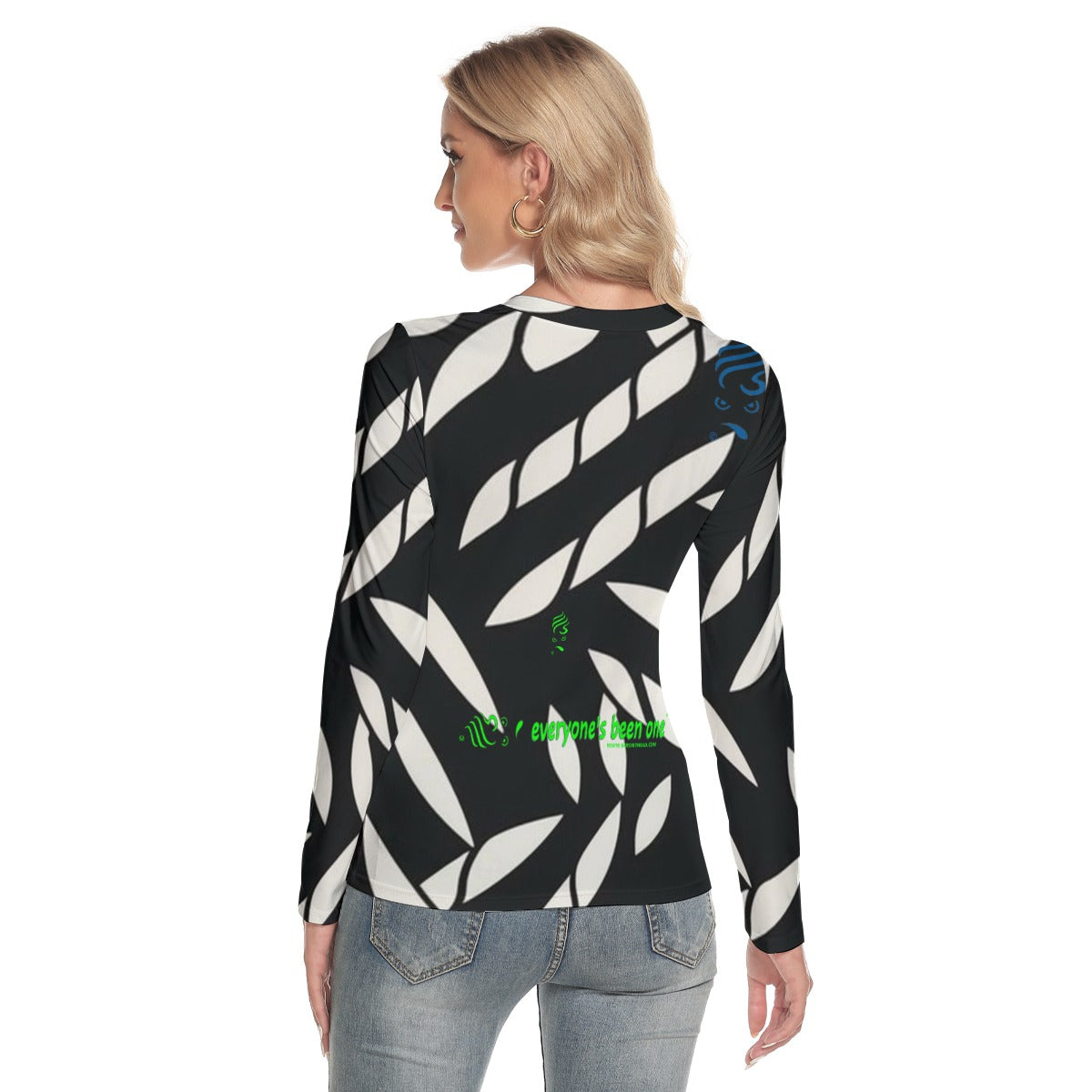 Ms. Shithead Everyone's Been One Black White Legend Totem Lounge Attitude V-Neck Long Sleeve T-Shirt