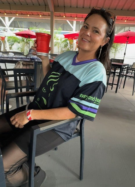 Ms. Shithead Everyone's Been One Livin' Lime Totem on Black Boxy Football Jersey Shirt